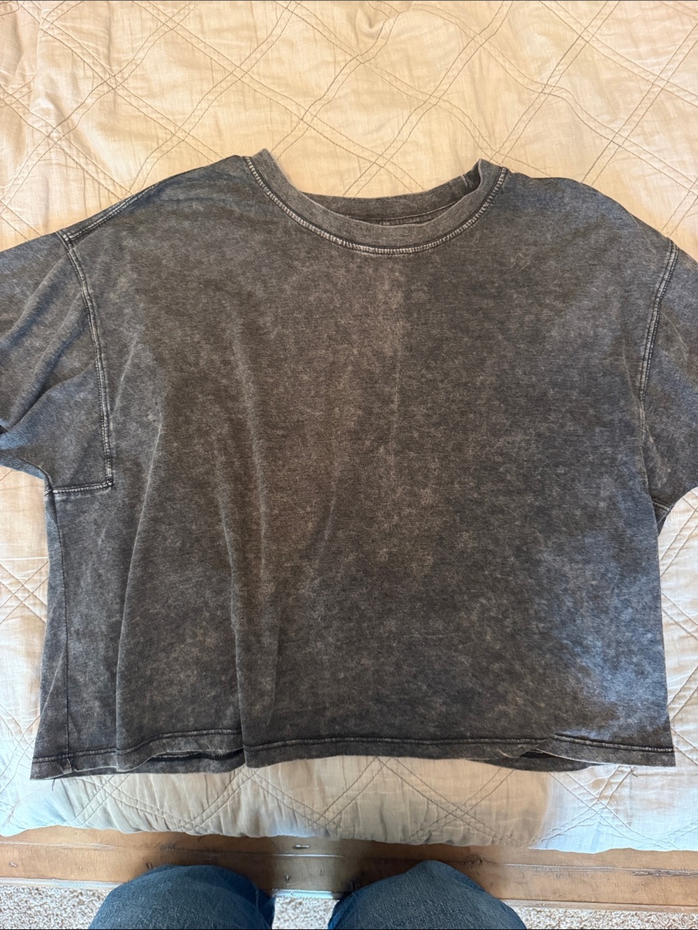 Danskin Washed Black Short-Sleeve Crop Tee - Women's - Picture 2 of 5